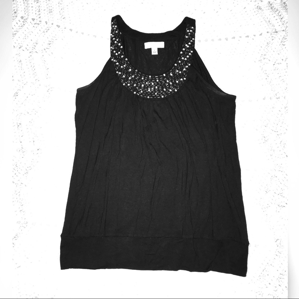 Dress Barn sleeveless top - rhinestone neckline